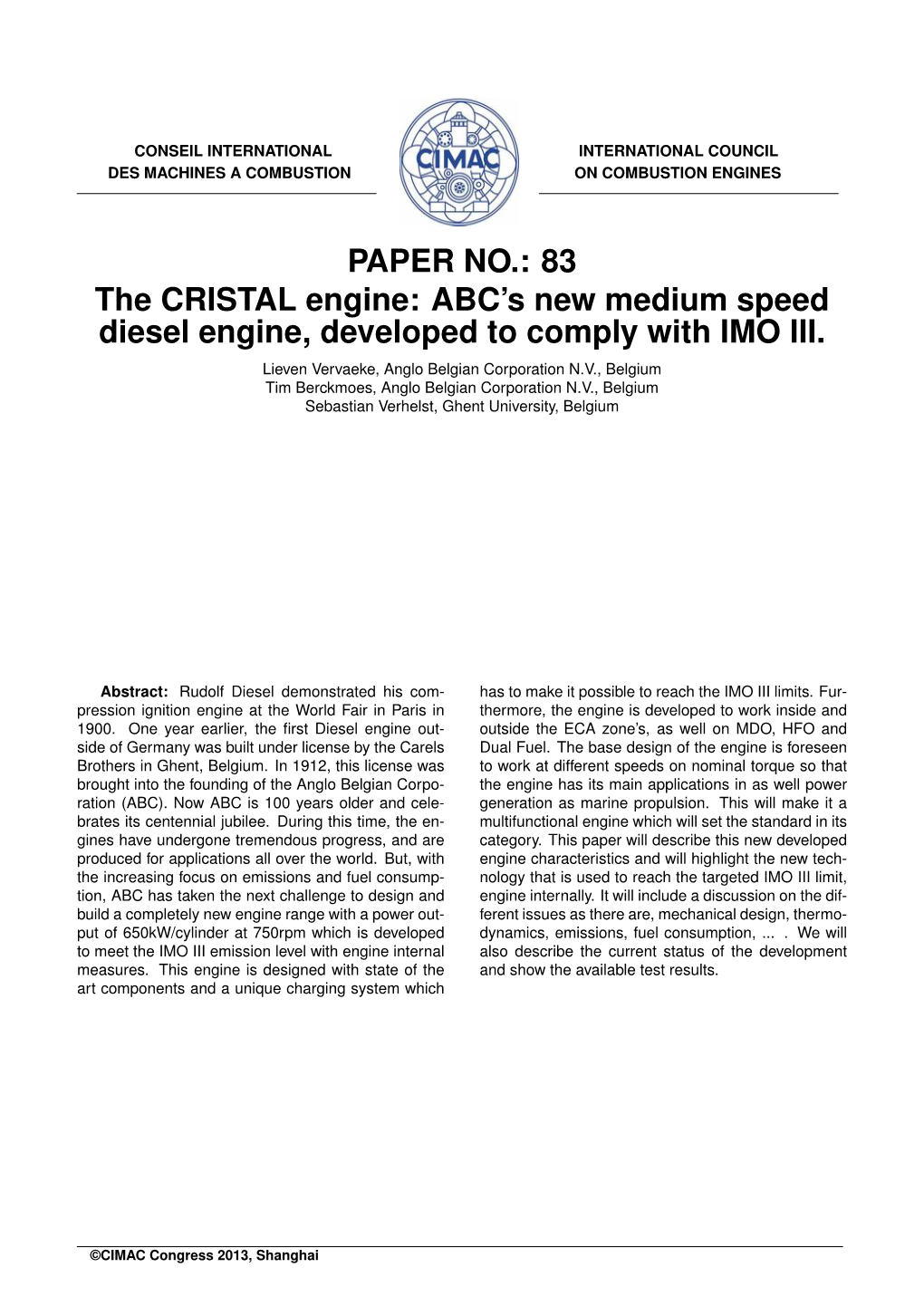 ABC's New Medium Speed Diesel Engine, Developed To