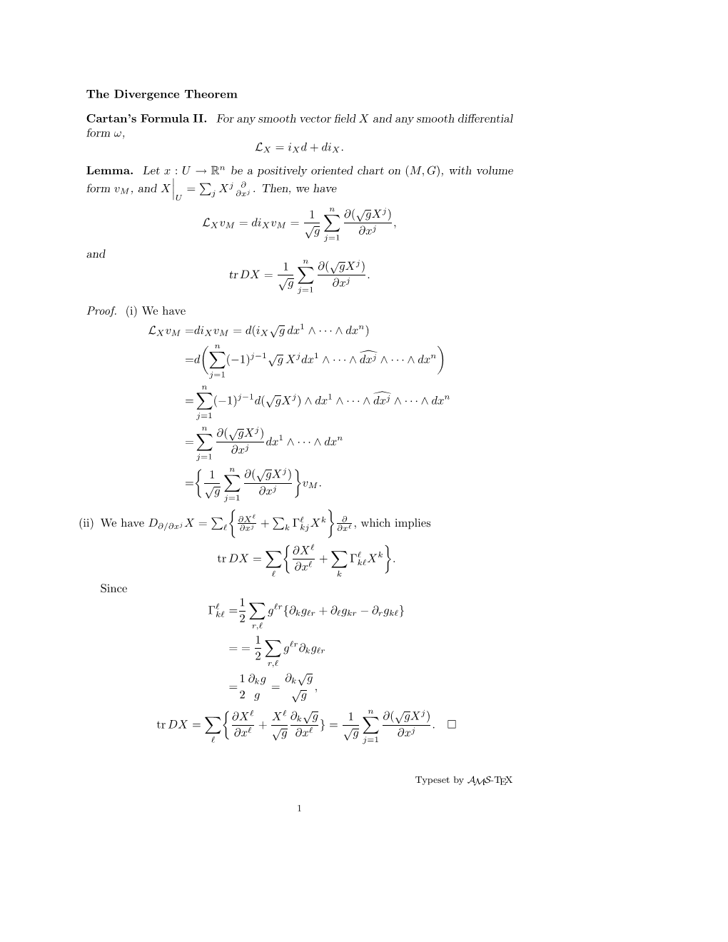 The Divergence Theorem Cartan's Formula II. for Any Smooth Vector