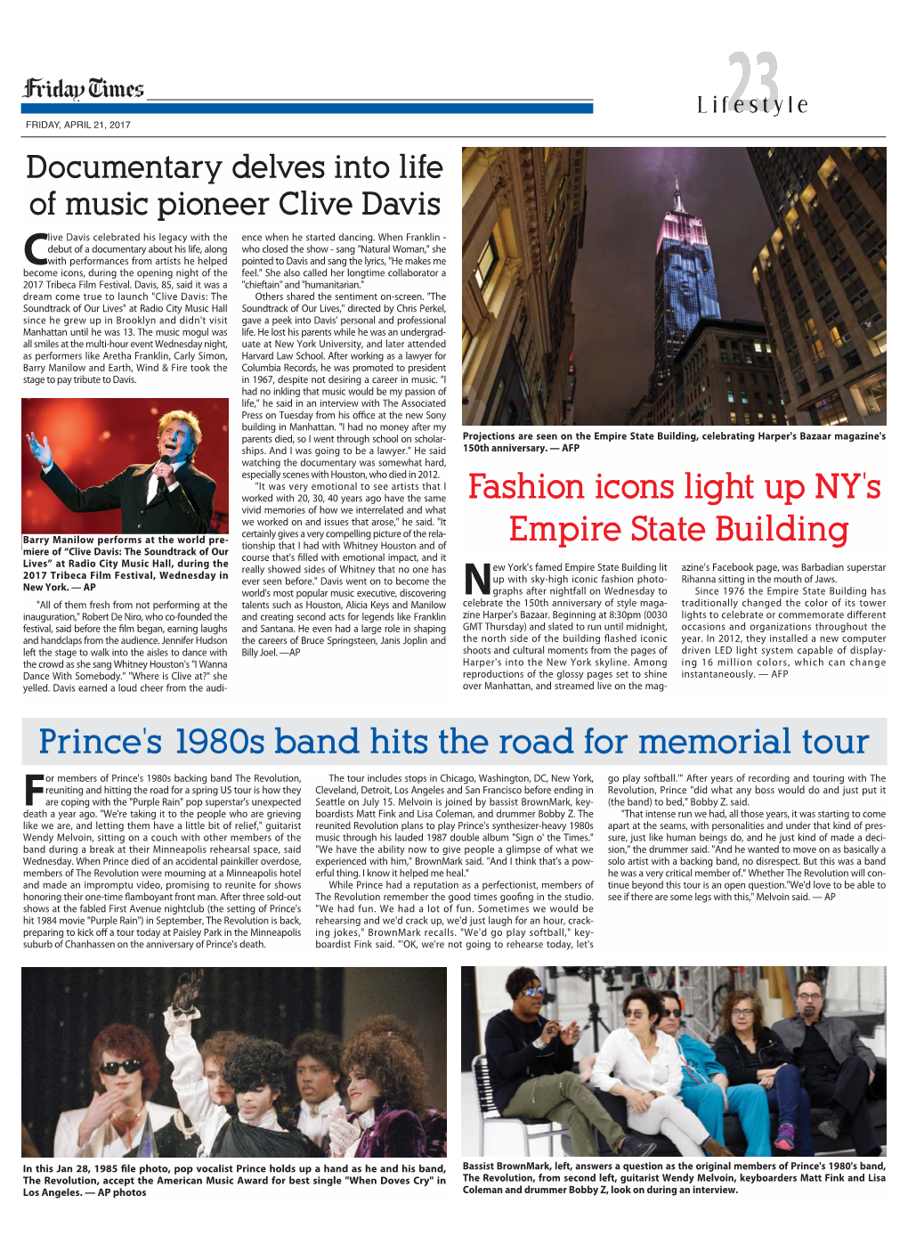 Fashion Icons Light up NY's Empire State Building Prince's 1980S Band