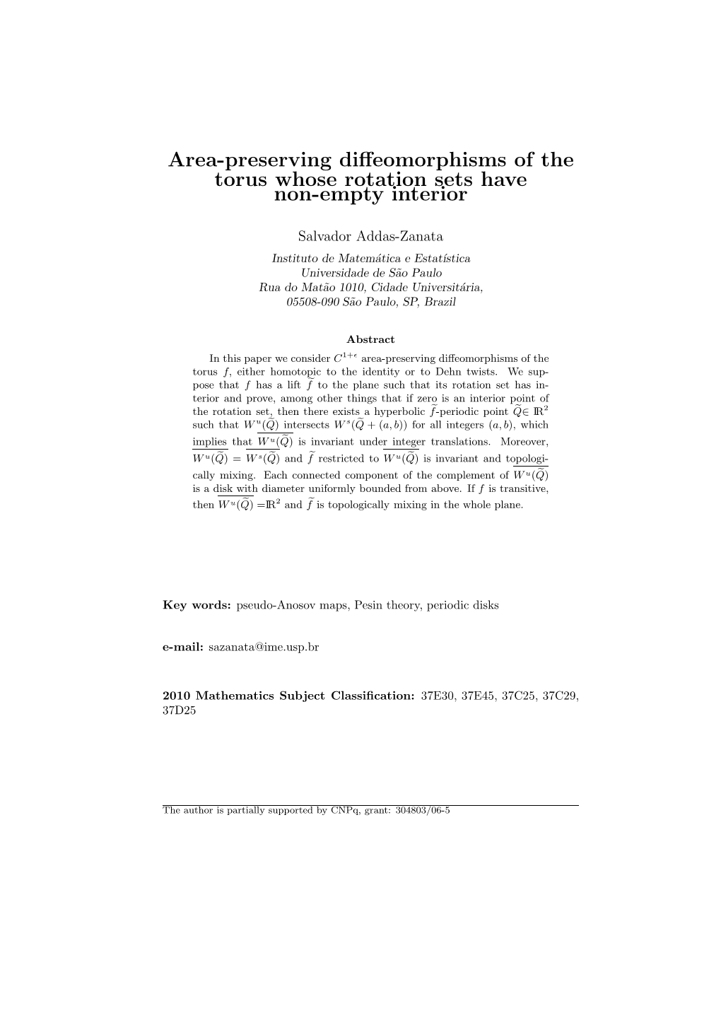 Area-Preserving Diffeomorphisms of the Torus Whose Rotation Sets Have