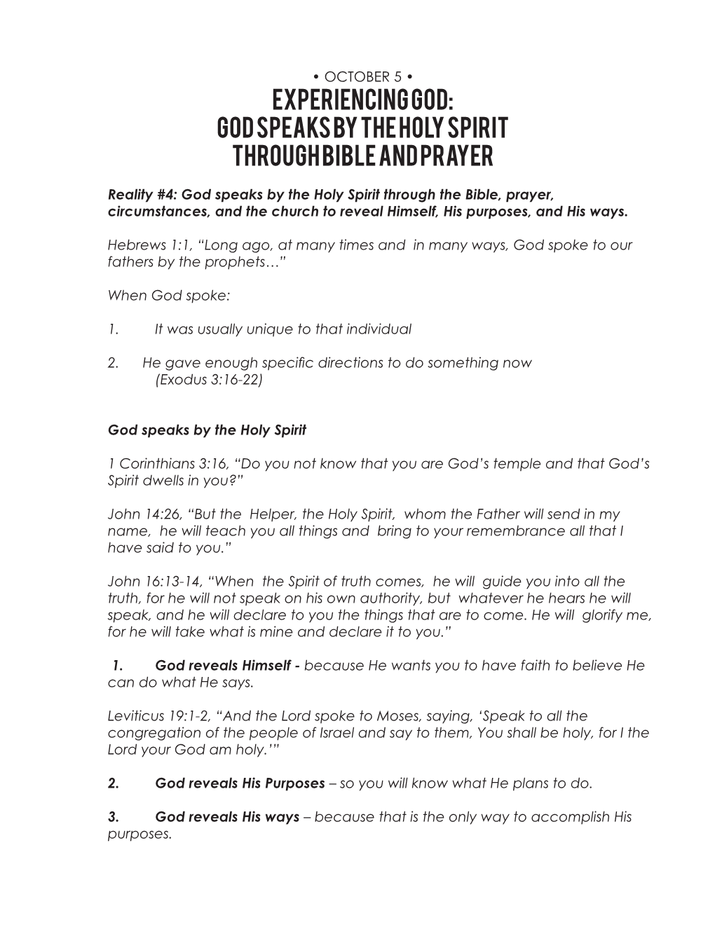 Experiencing God: God Speaks by the Holy Spirit Through Bible and Prayer