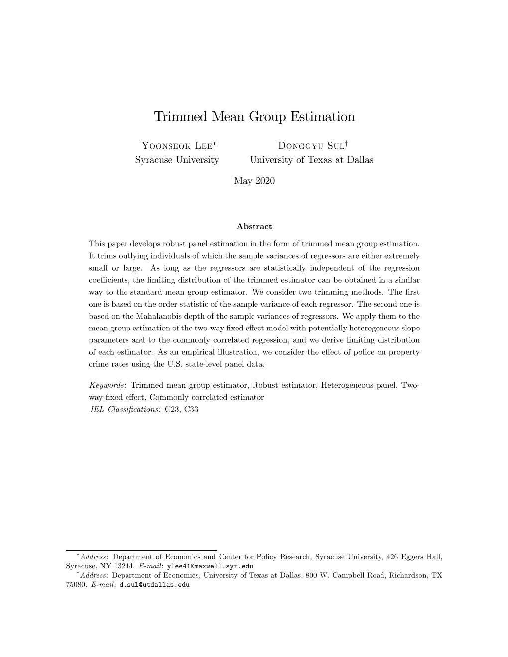 Trimmed Mean Group Estimation