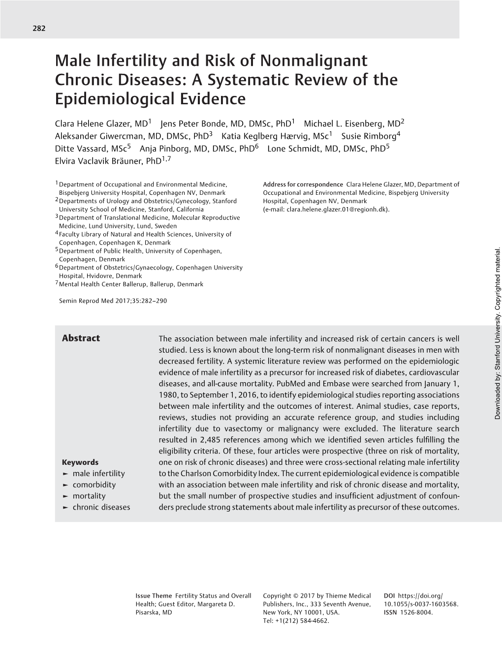 Male Infertility and Risk of Nonmalignant Chronic Diseases: a Systematic Review of the Epidemiological Evidence