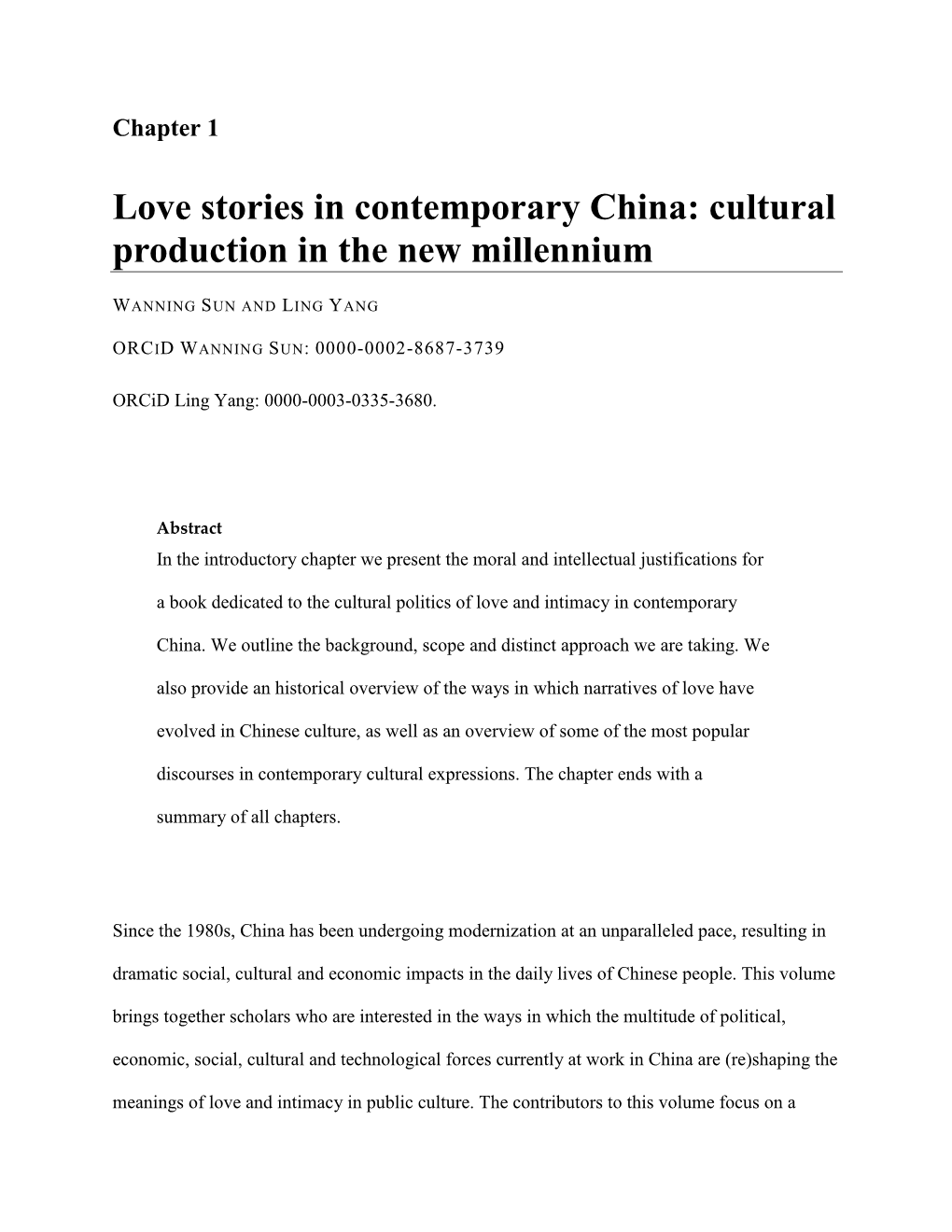 Love Stories in Contemporary China: Cultural Production in the New Millennium