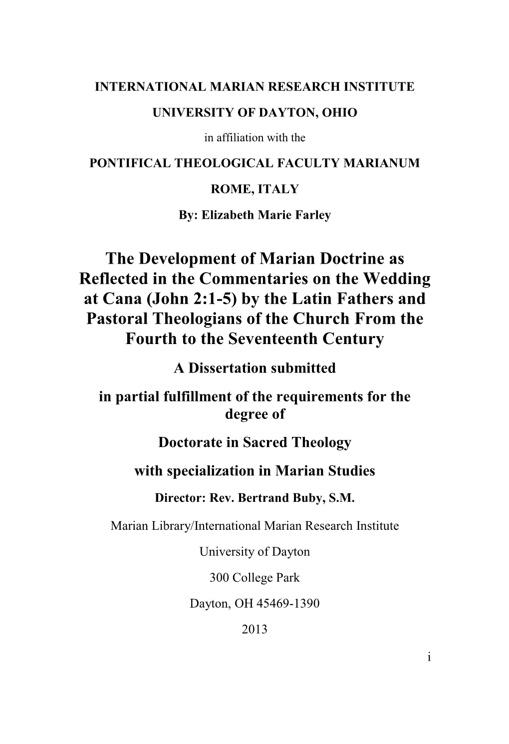 The Development of Marian Doctrine As