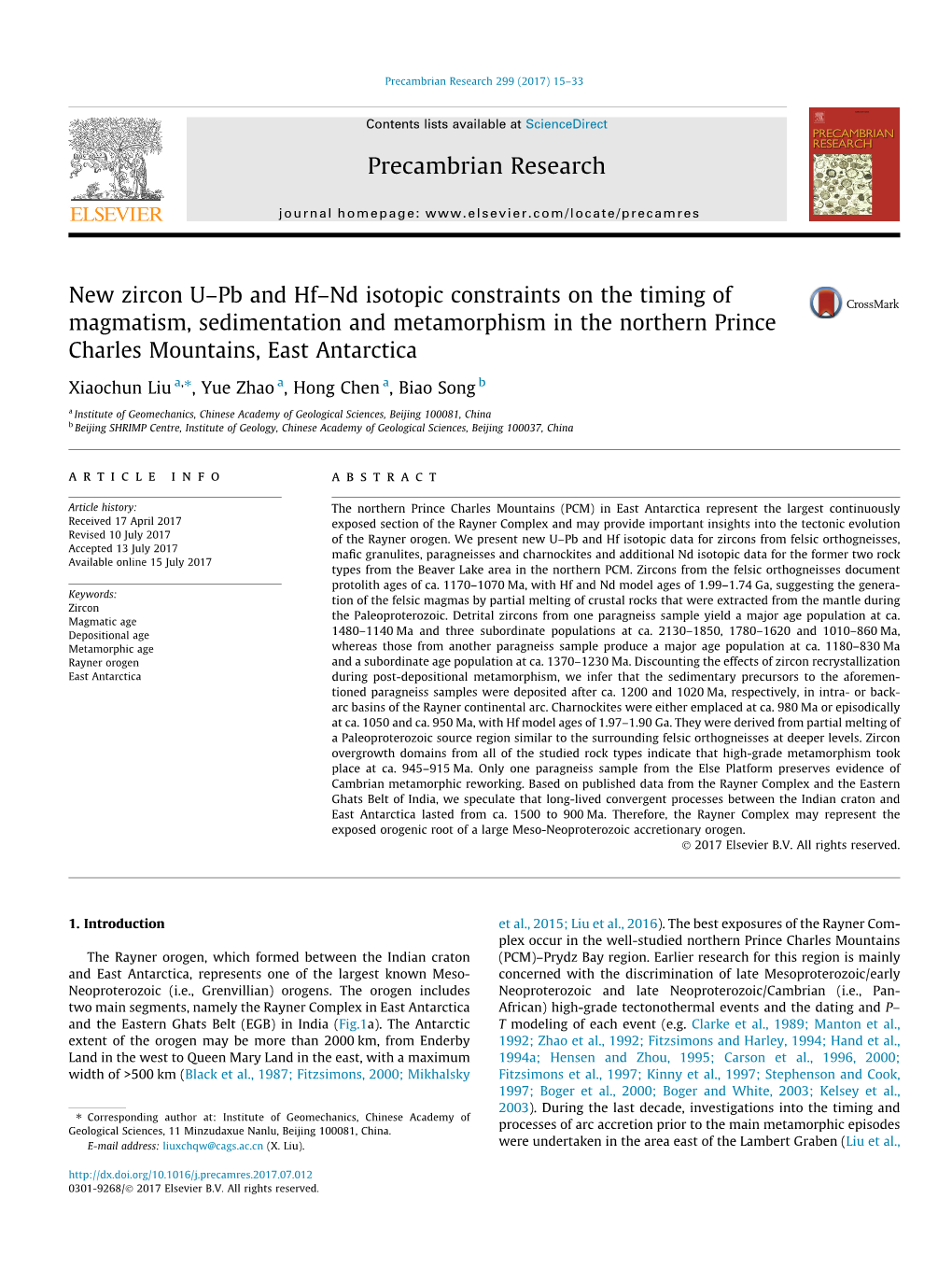 New Zircon Uв€“Pb and Hfв€“Nd Isotopic Constraints on the Timing of Magmatism, Sedimentation and Metamorphism in the N