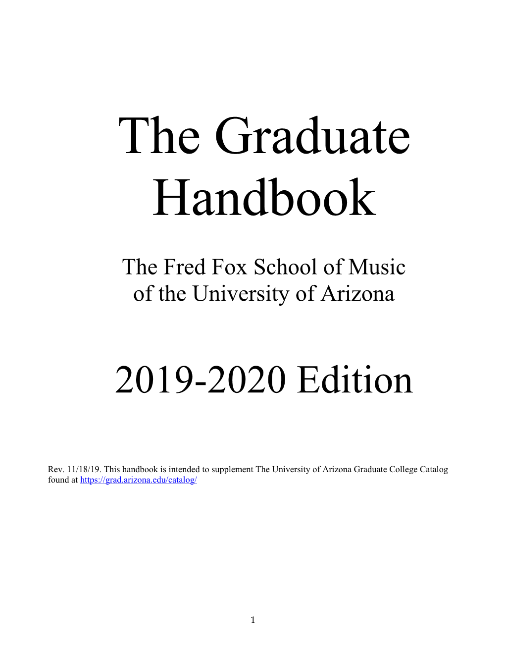 2019 – 2020 Graduate Handbook