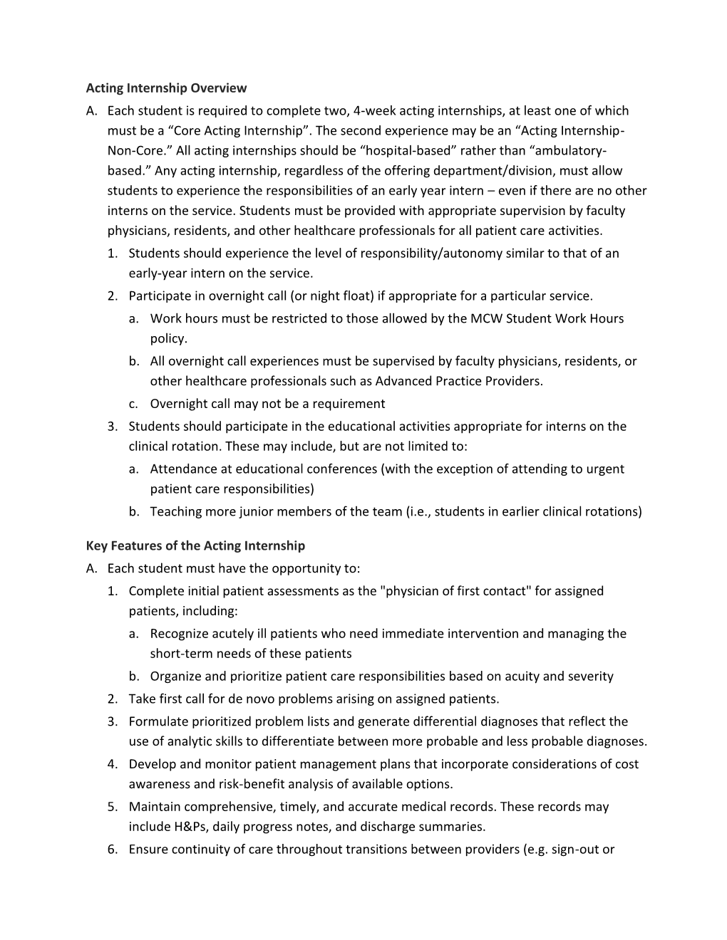 Acting Internship Overview A. Each Student Is Required to Complete Two, 4-Week Acting Internships, at Least One of Which Must Be a “Core Acting Internship”