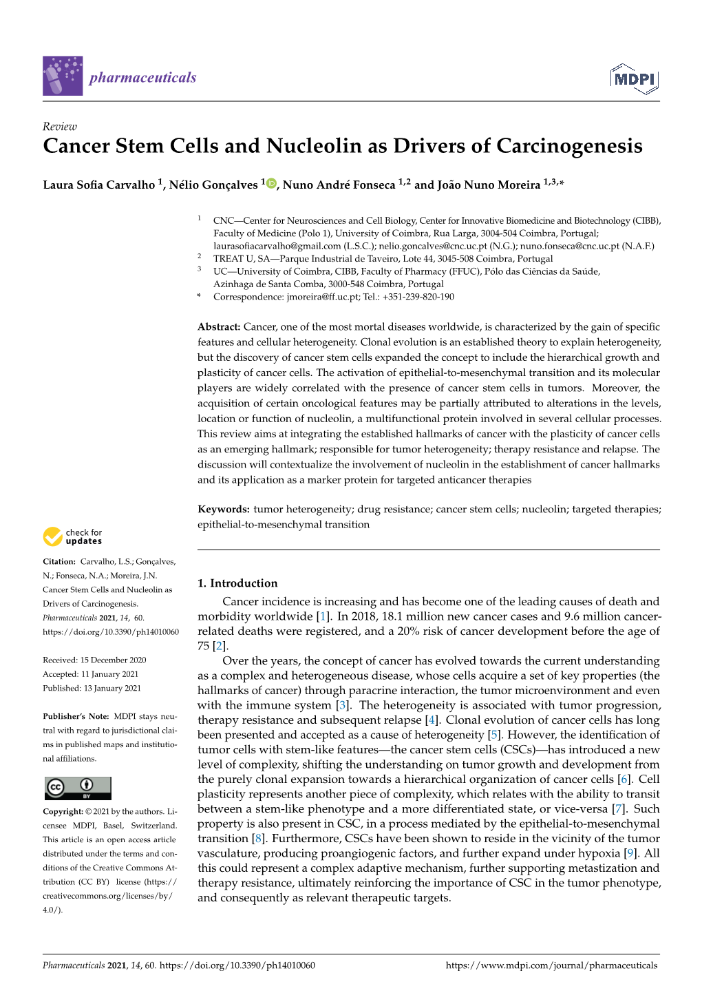 Cancer Stem Cells and Nucleolin As Drivers of Carcinogenesis