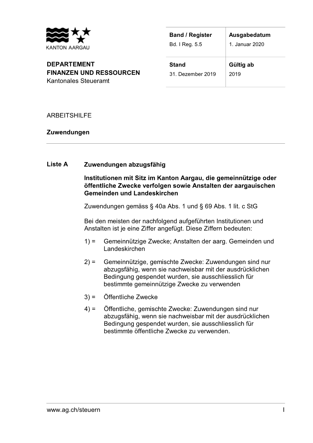 Liste Zuwendungen Deckblatt Pdf