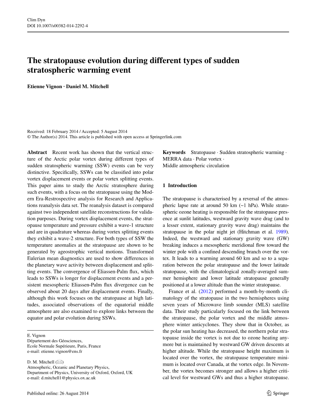 The Stratopause Evolution During Different Types of Sudden Stratospheric Warming Event