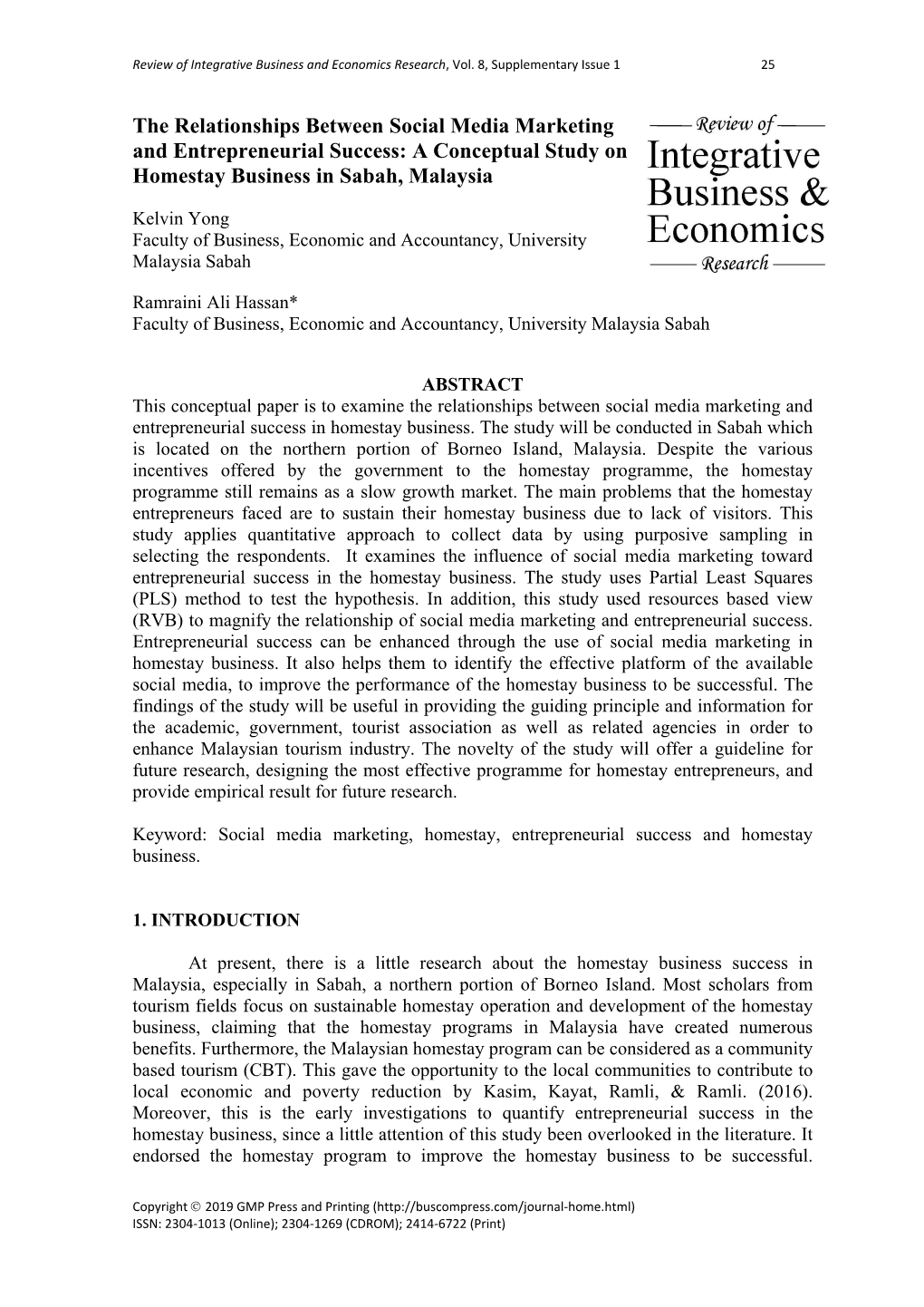 A Conceptual Study on Homestay Business in Sabah, Malaysia