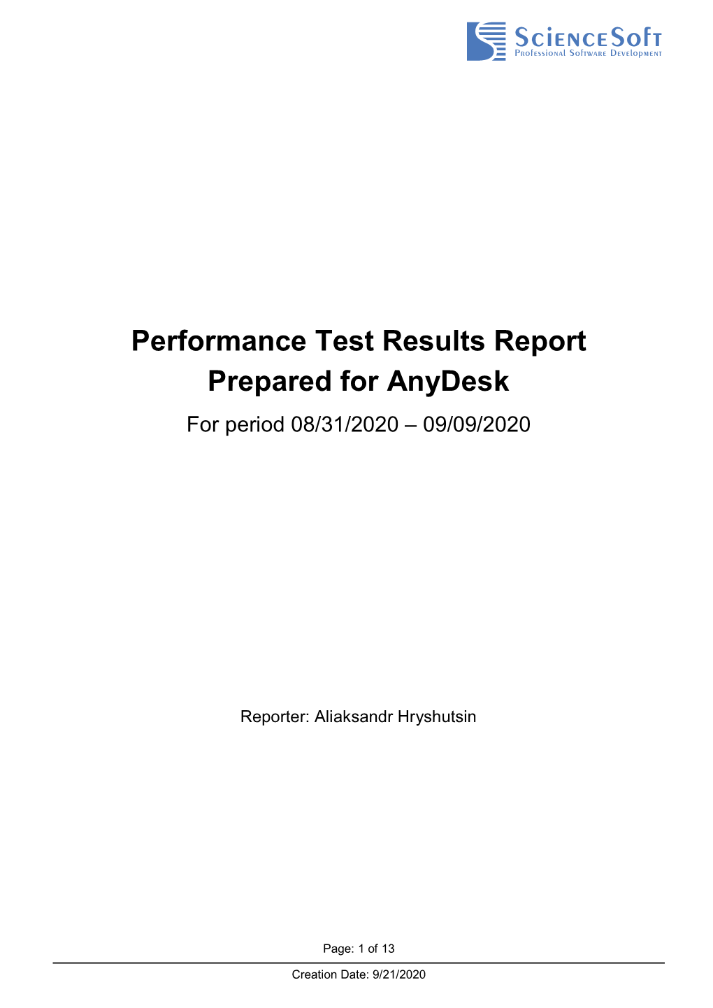 Test Result Report for Anydesk
