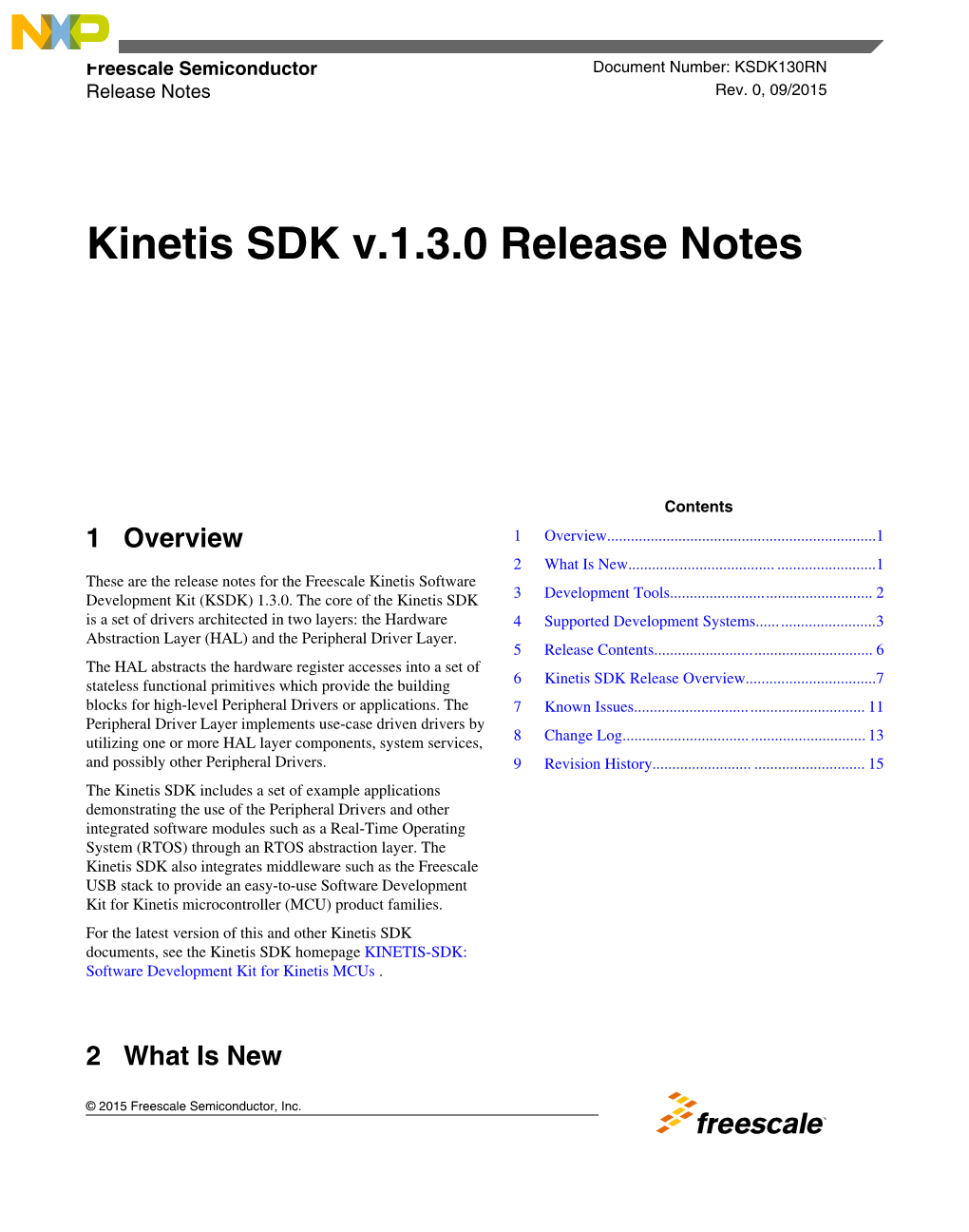 Kinetis SDK V.1.3.0 Release Notes