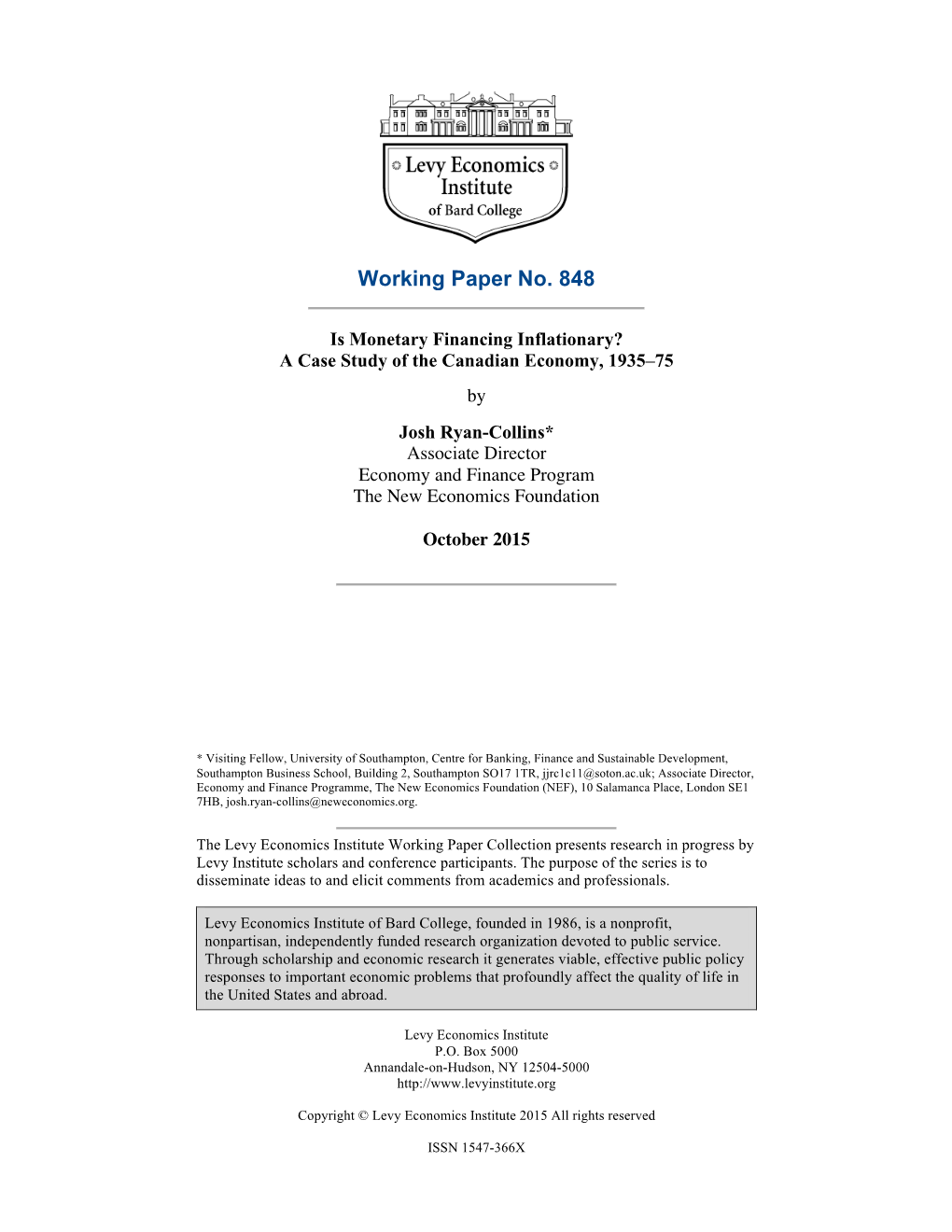 Is Monetary Financing Inflationary? a Case Study of the Canadian Economy, 1935–75