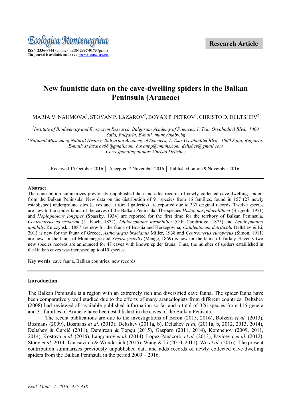 Research Article ISSN 2336-9744 (Online) | ISSN 2337-0173 (Print) the Journal Is Available on Line At