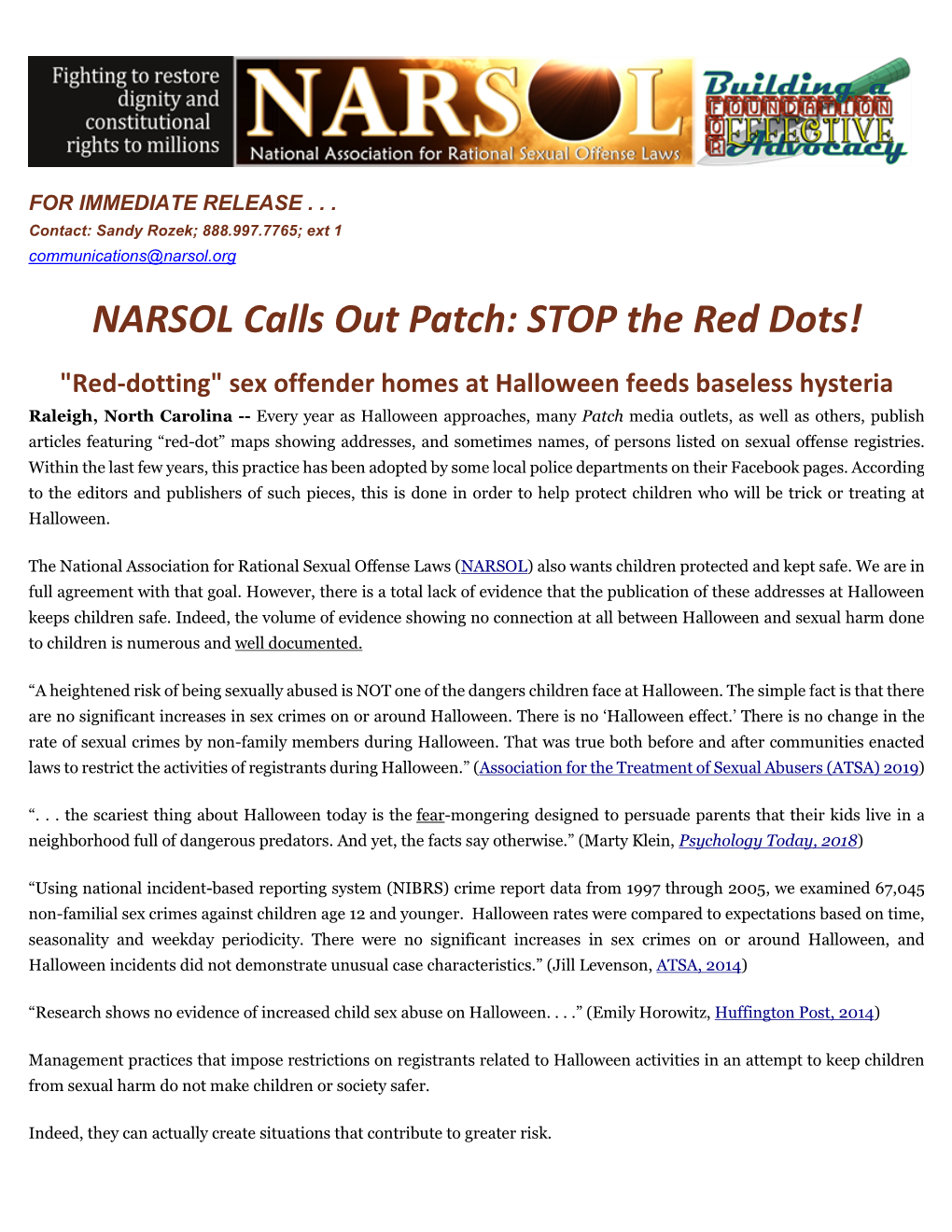 NARSOL Calls out Patch: STOP the Red Dots!