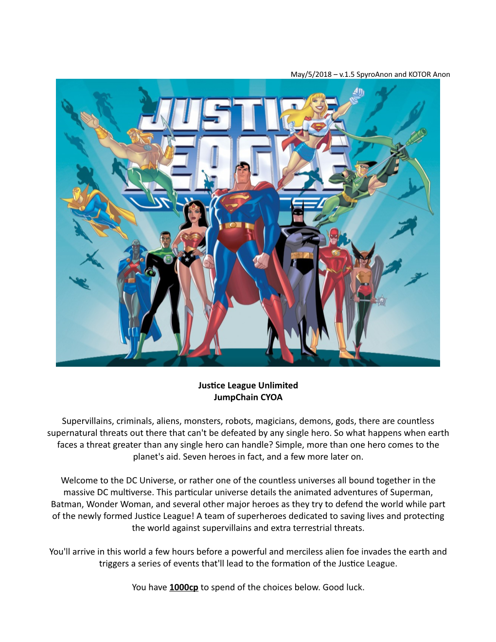 Justice League Unlimited Jumpchain CYOA Supervillains, Criminals