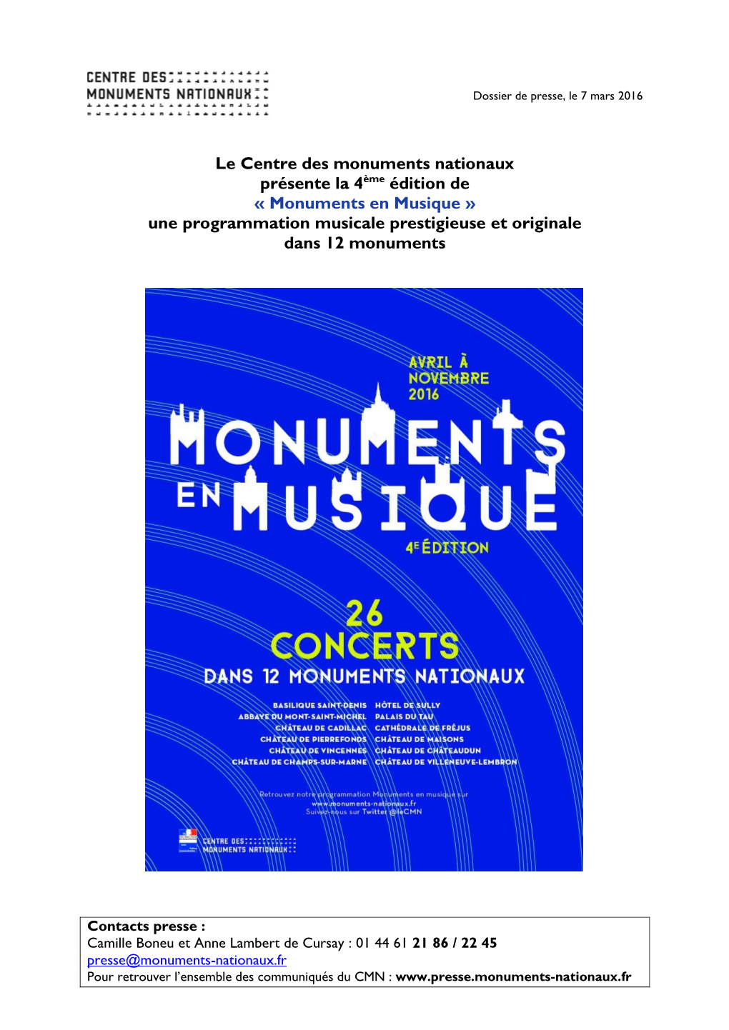 Monuments En Musique » Une Programmation Musicale Prestigieuse Et Originale Dans 12 Monuments