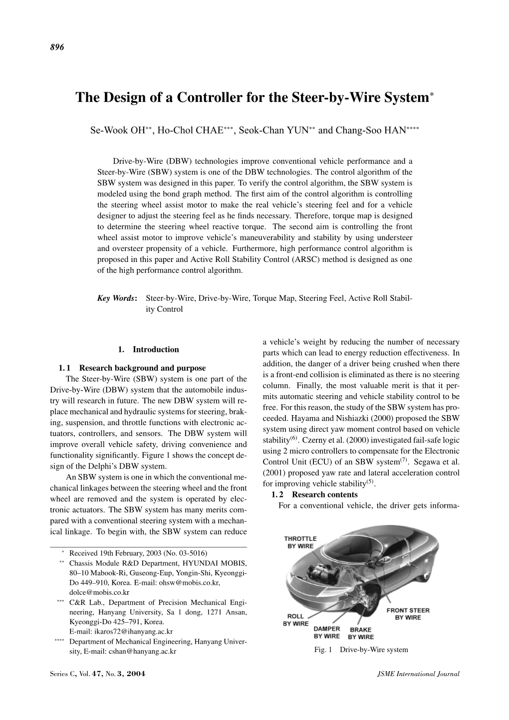 The Design of a Controller for the Steer-By-Wire System∗