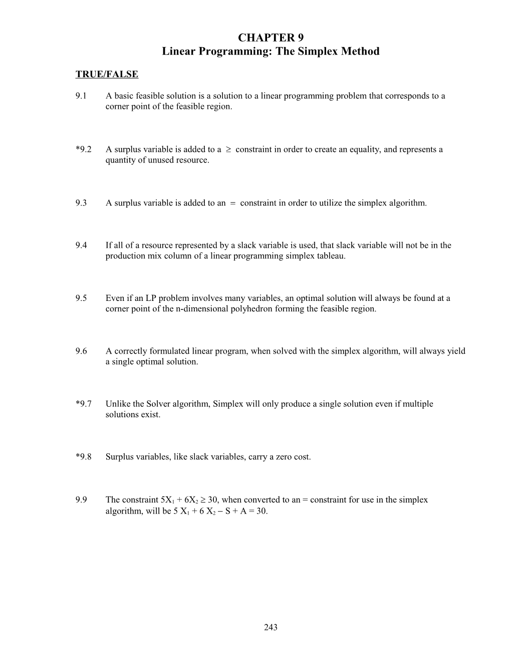 Linear Programming: the Simplex Method Lchapter 9