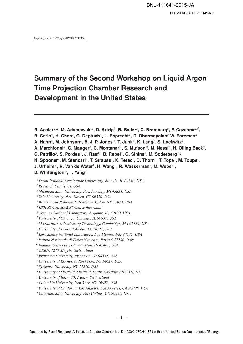 Summary of the Second Workshop on Liquid Argon Time Projection Chamber Research and Development in the United States