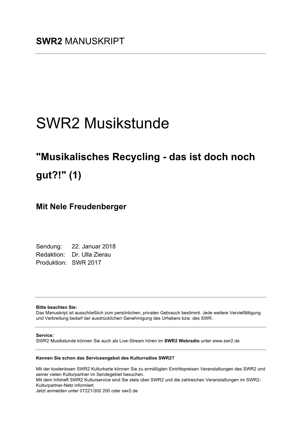 SWR2 Musikstunde