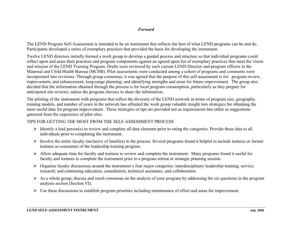 Tips for Getting the Most from the Self-Assessment Process