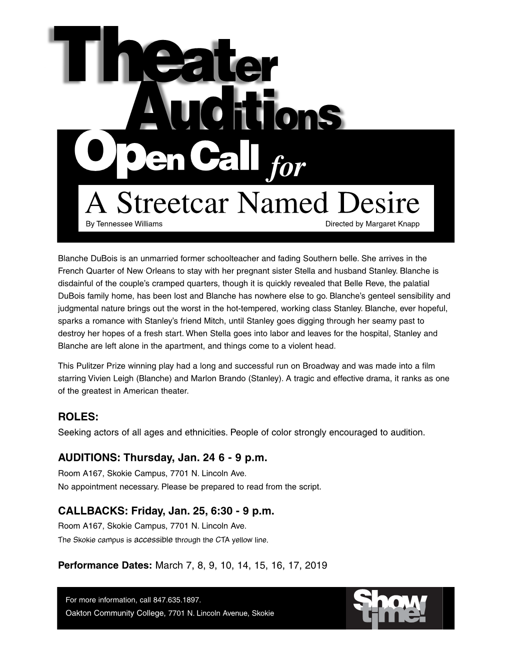 AUDITIONS: Thursday, Jan