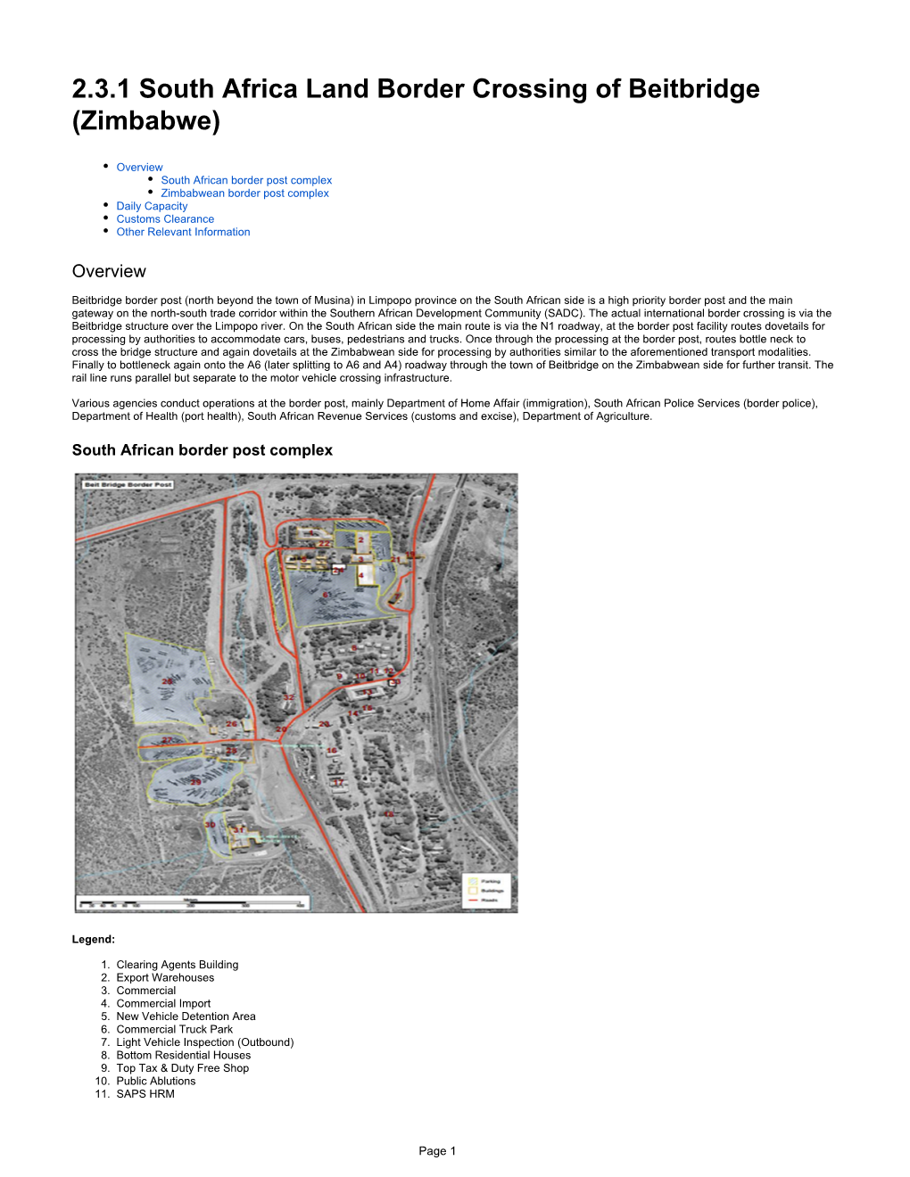 2.3.1 South Africa Land Border Crossing of Beitbridge (Zimbabwe)