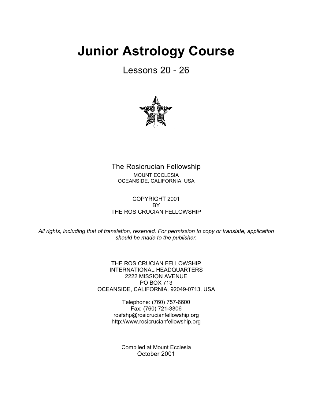 Junior Astrology Course