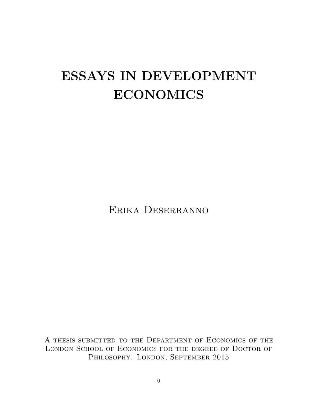 Essays in Development Economics