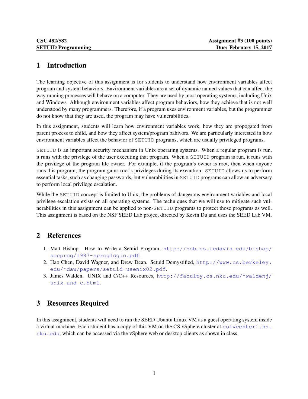 SETUID Programming Due: February 15, 2017