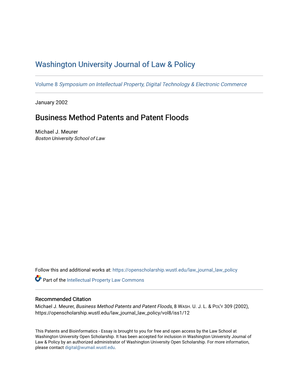 Business Method Patents and Patent Floods