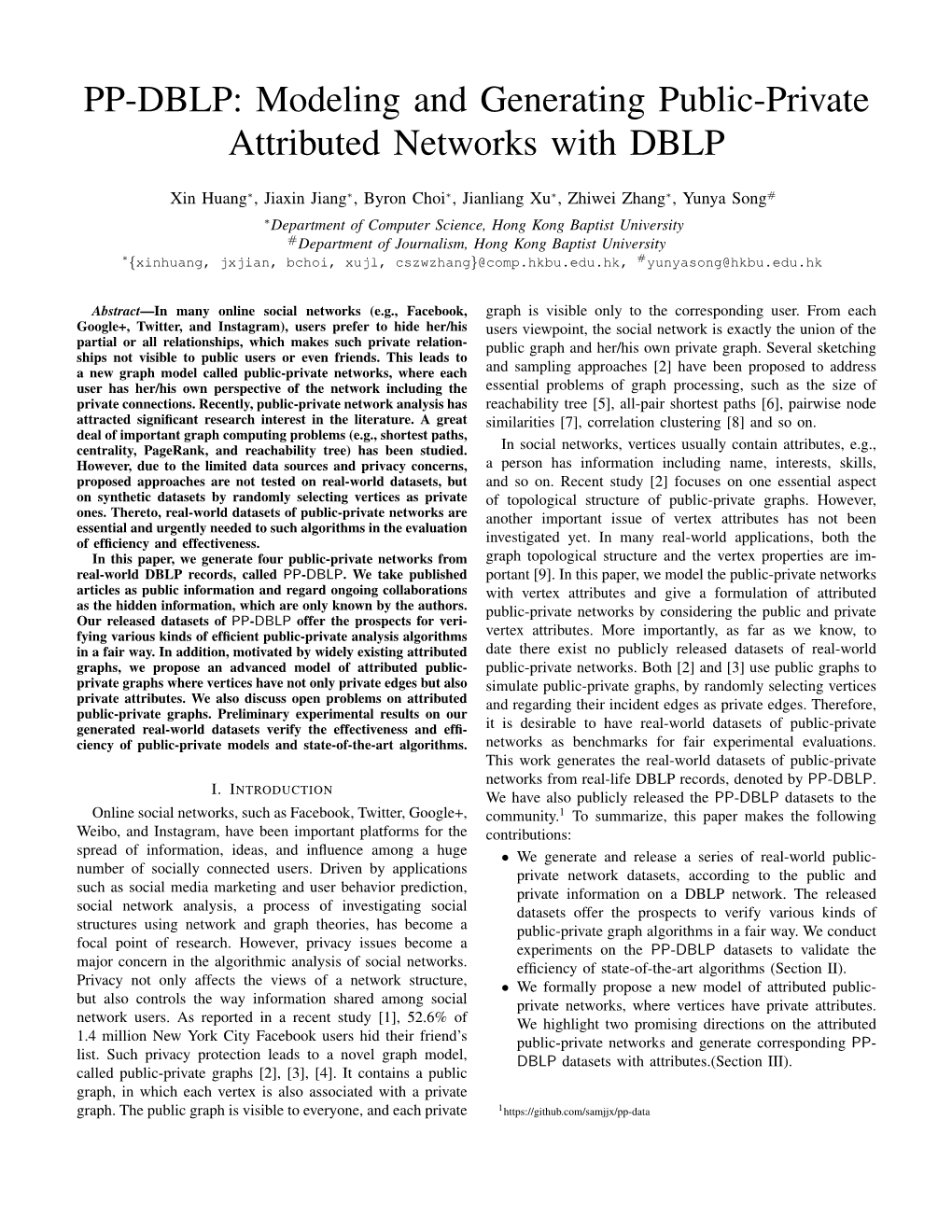 PP-DBLP: Modeling and Generating Public-Private Attributed Networks with DBLP