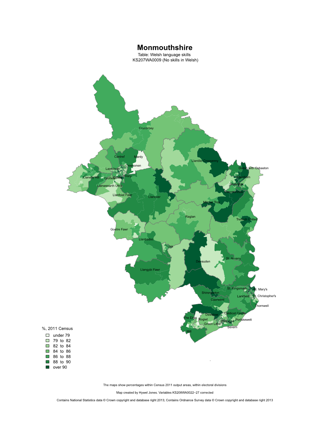 Monmouthshire Table: Welsh Language Skills KS207WA0009 (No Skills in Welsh)