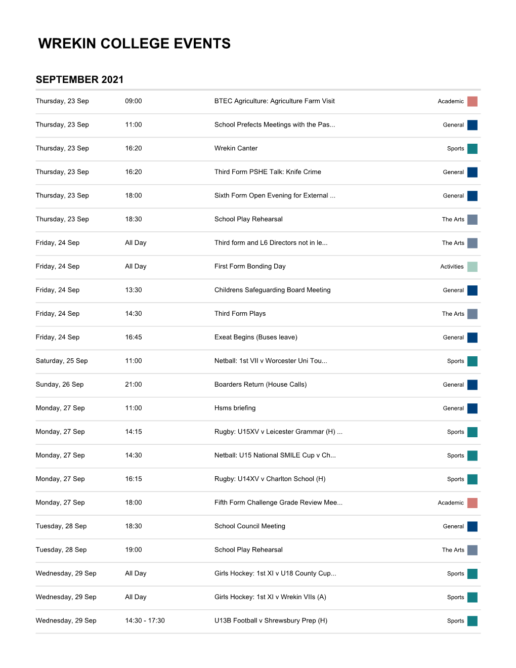 Wrekin College Events