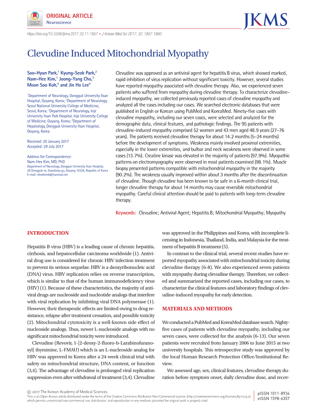 Clevudine Induced Mitochondrial Myopathy