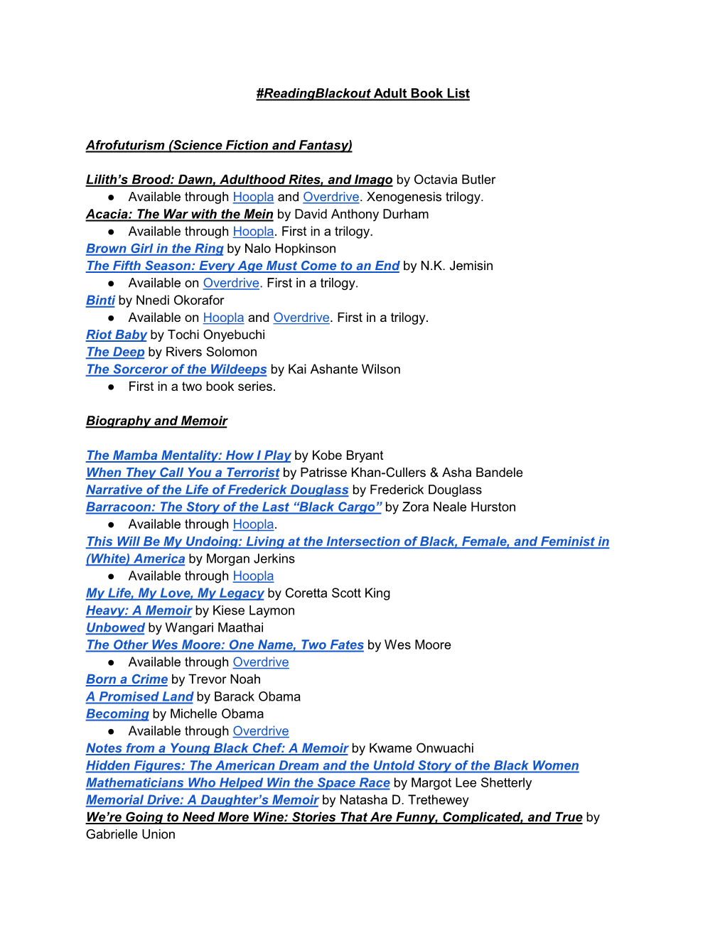 Readingblackout Adult Book List Afrofuturism (Science Fiction And