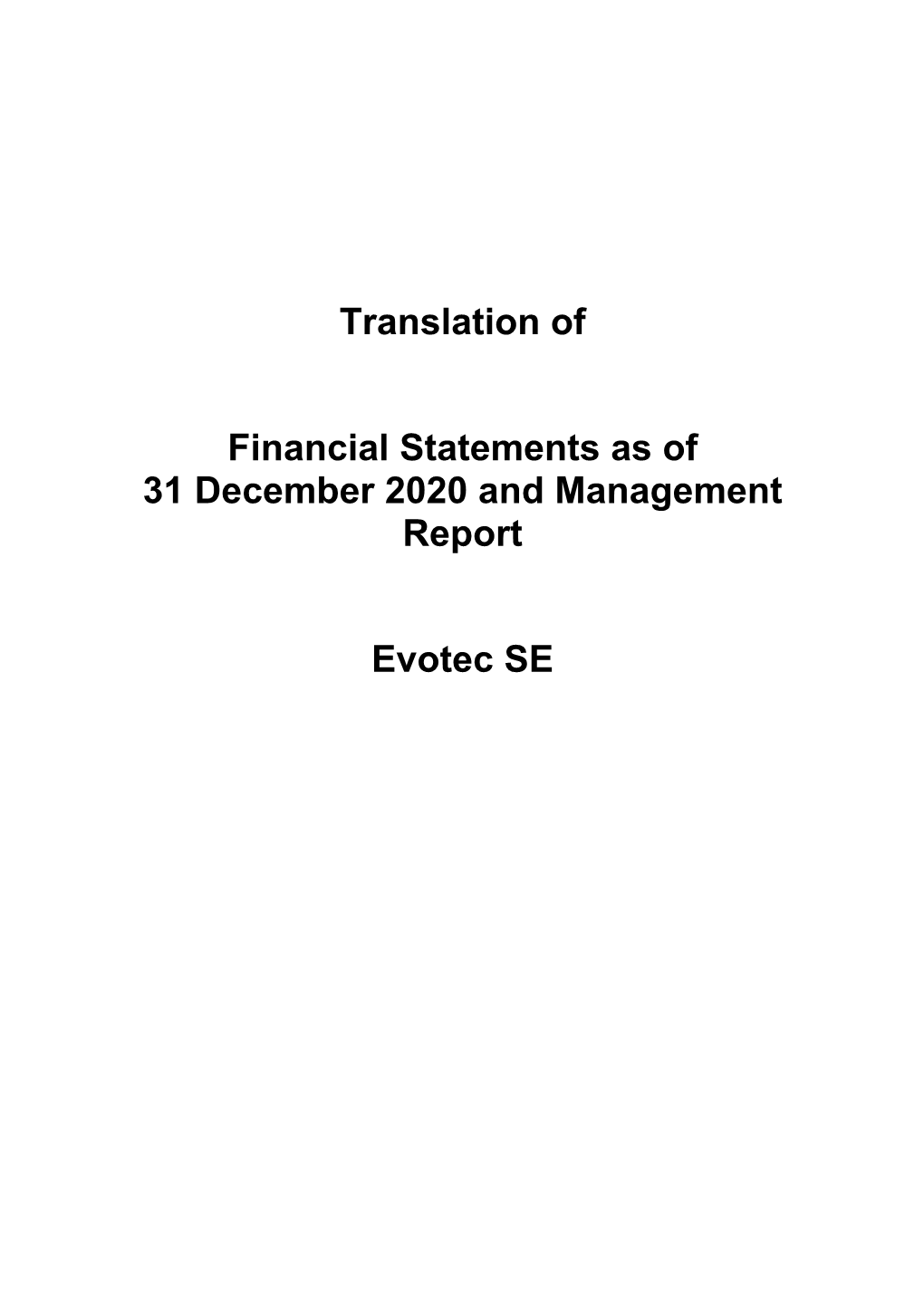 Translation of Financial Statements As of 31 December 2020 And