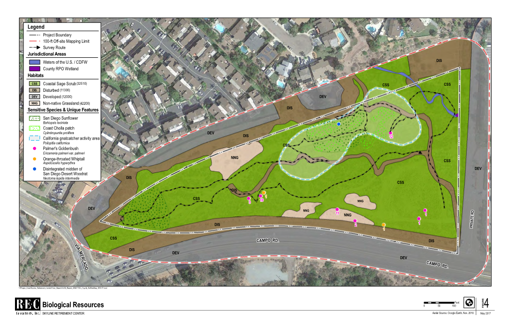 Biological Resources 0 50 100 I FIGURE 4 SKYLINE RETIREMENT CENTER Aerial Source: Google Earth, Nov