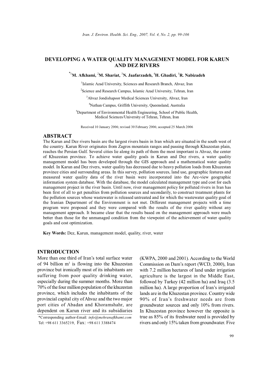 Introduction Developing a Water Quality Management