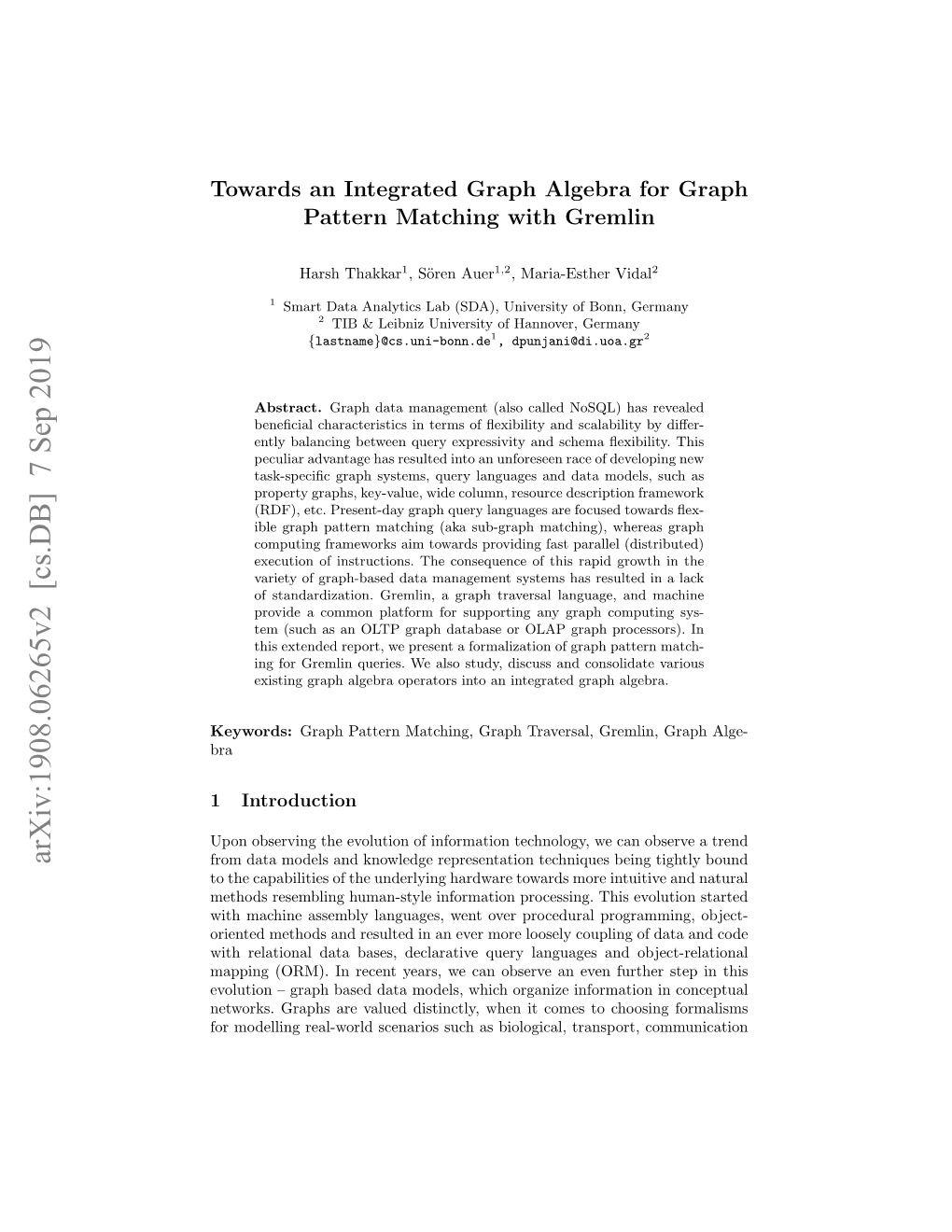 Towards an Integrated Graph Algebra for Graph Pattern Matching with Gremlin
