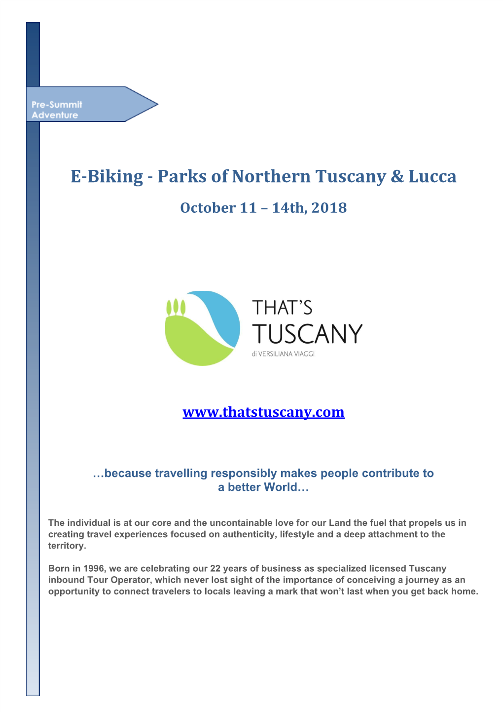 E-Biking - Parks of Northern Tuscany & Lucca