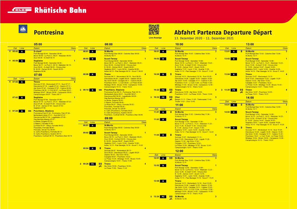 Pontresina Abfahrt Partenza Departure Départ Live-Anzeige 13