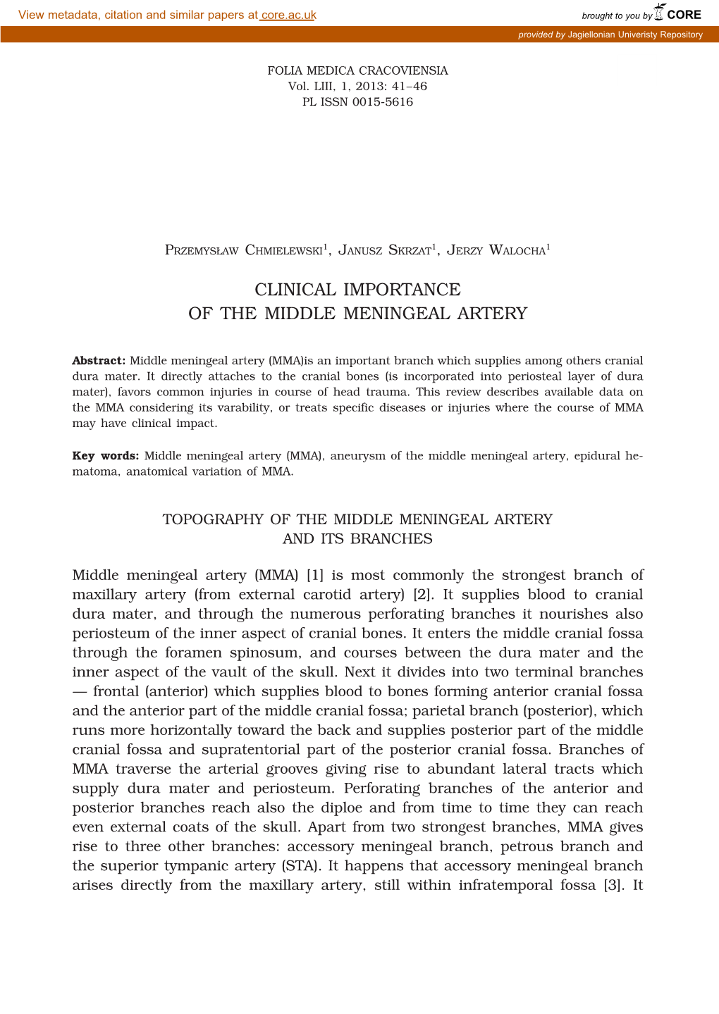 Clinical Importance of the Middle Meningeal Artery