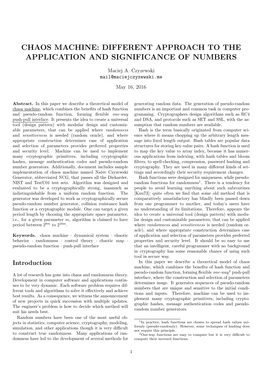 Chaos Machine: Different Approach to the Application and Significance of Numbers