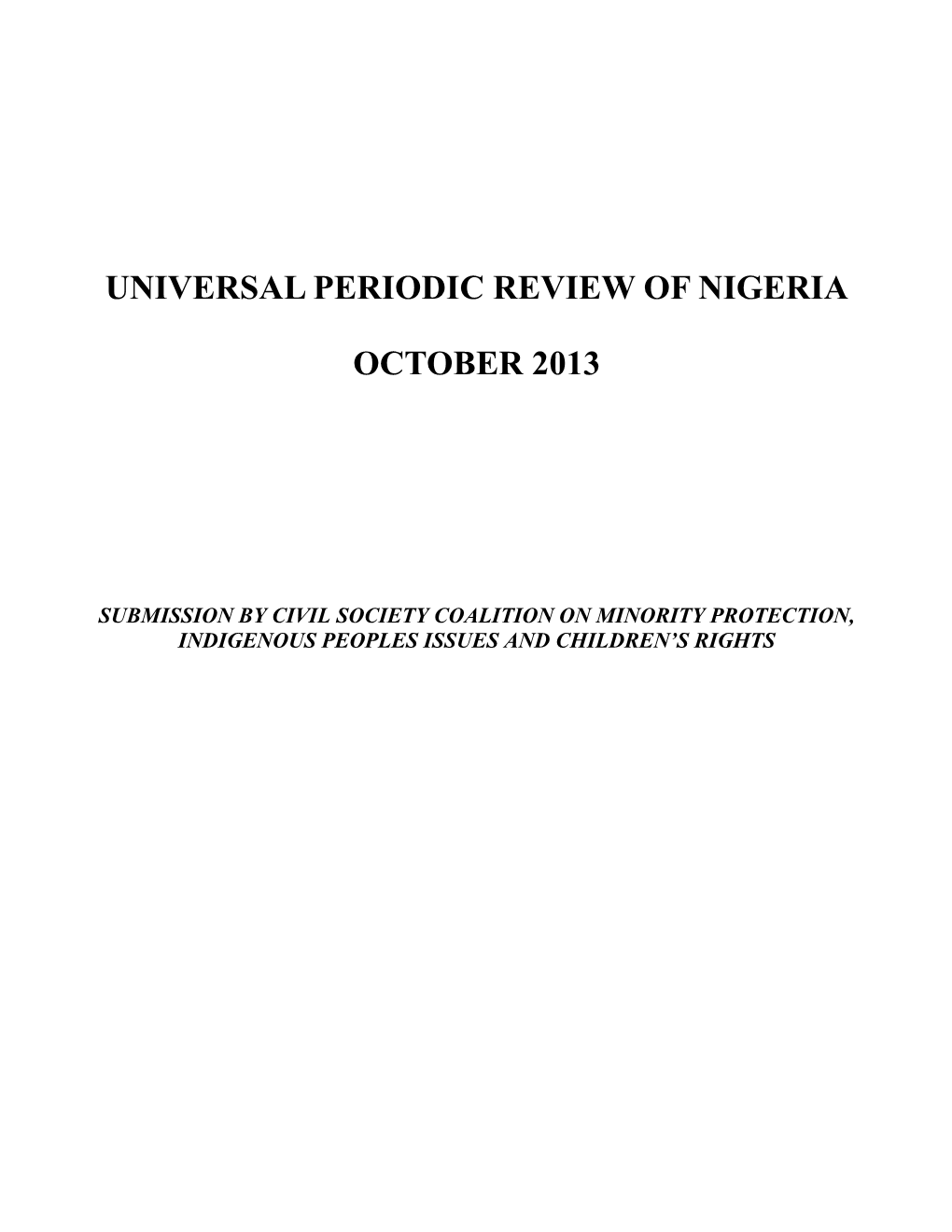 Universal Periodic Review of Nigeria October 2013