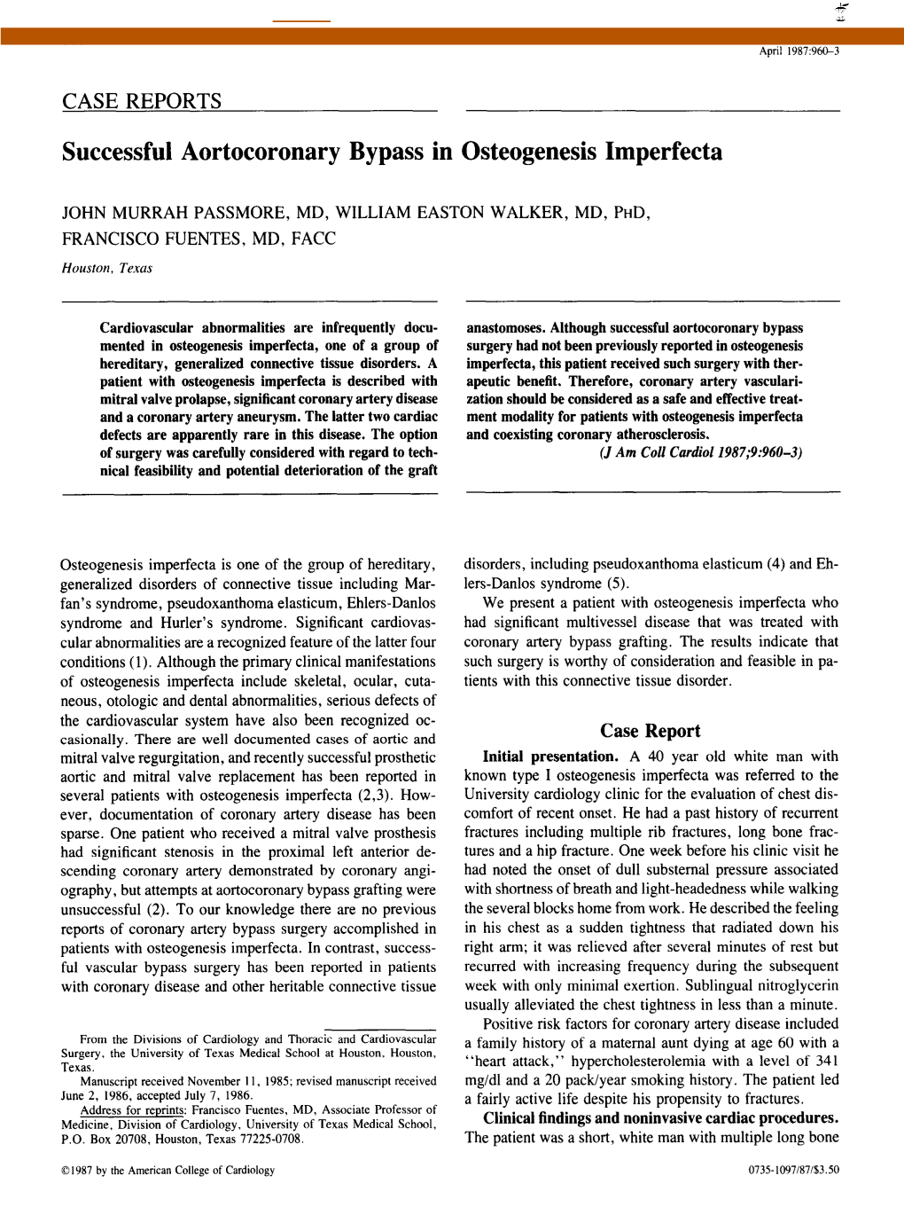 Successful Aortocoronary Bypass in Osteogenesis Imperfecta