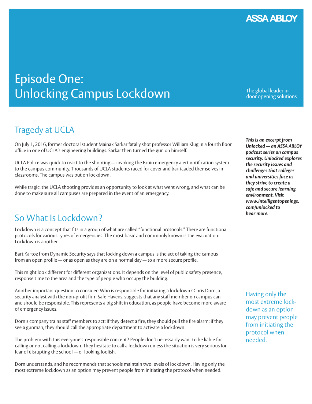 Unlocking Campus Lockdown